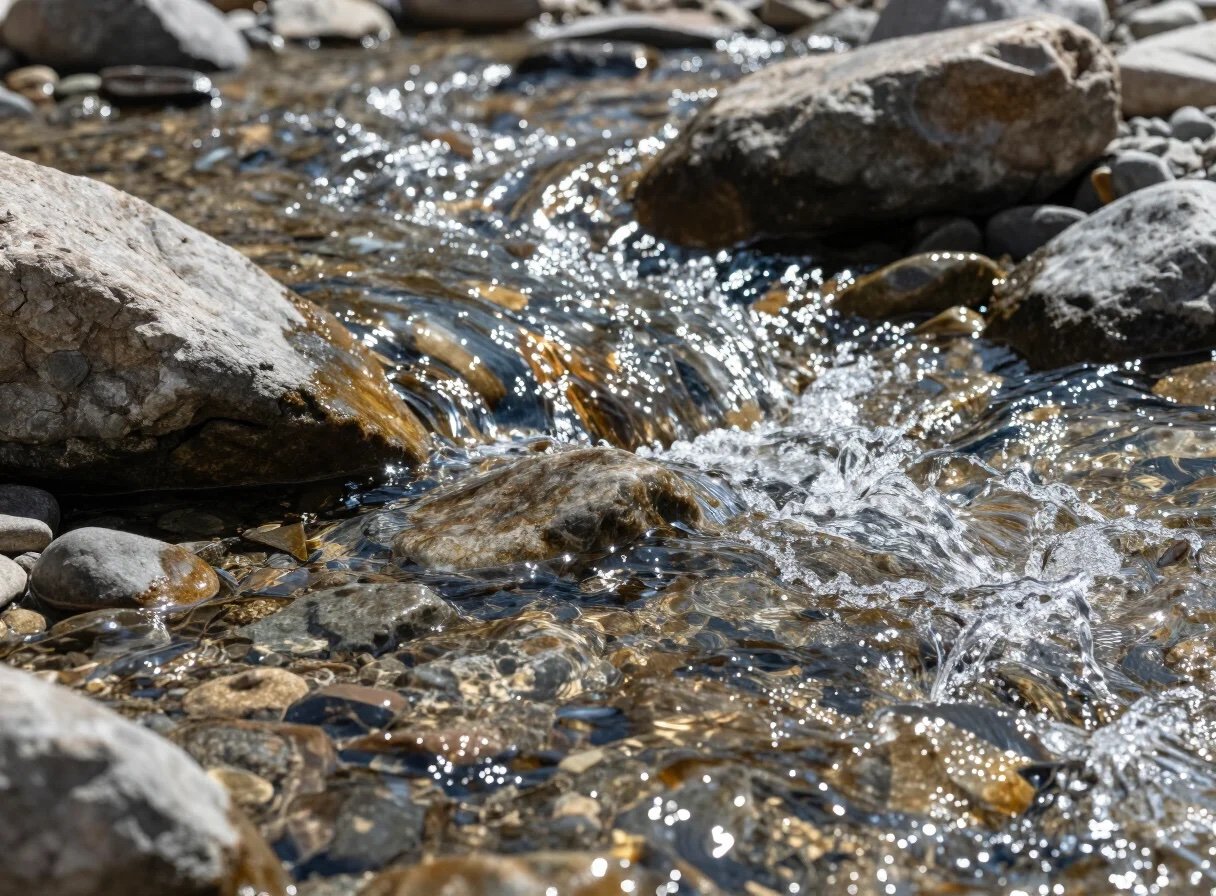 Mountain stream over river stone, Tirah Valley